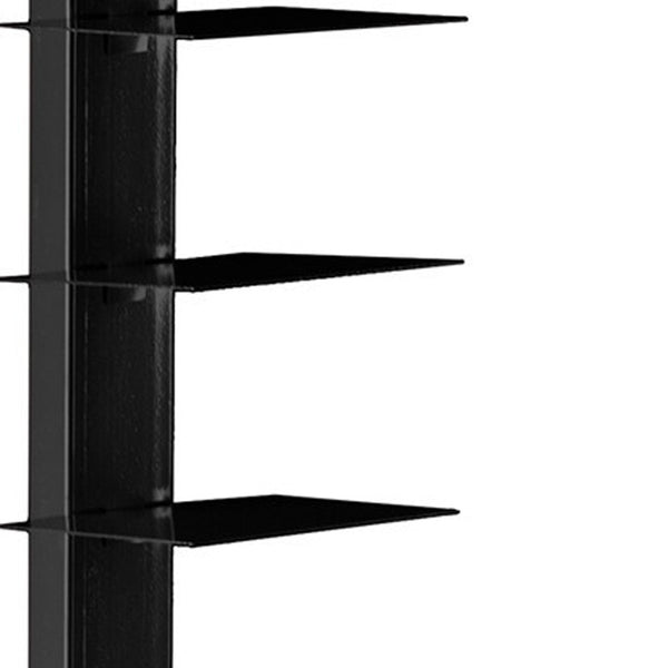 Homeroots 65" Black Metal Twelve Tier Narrow Tower Bookcase   490413