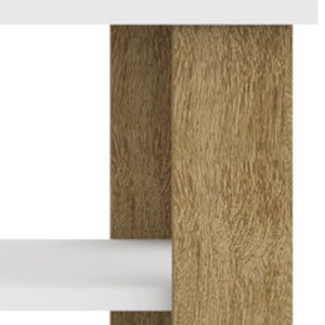 Homeroots 35" White And Natural Coffee Table With Shelf   490414