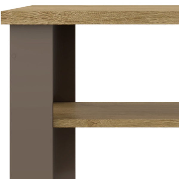 Homeroots 35" Natural And Brown Coffee Table With Shelf   490415