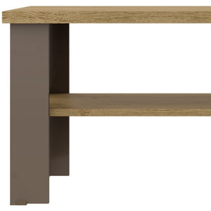 Homeroots 35" Natural And Brown Coffee Table With Shelf   490415