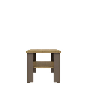 Homeroots 35" Natural And Brown Coffee Table With Shelf   490415