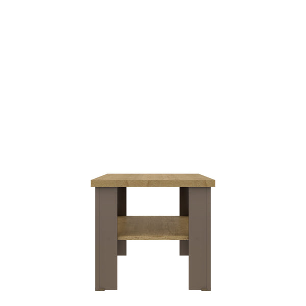 Homeroots 35" Natural And Brown Coffee Table With Shelf   490415