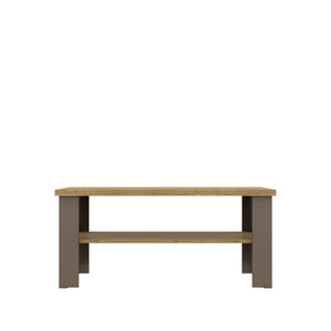 Homeroots 35" Natural And Brown Coffee Table With Shelf   490415
