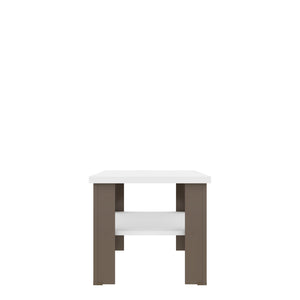 Homeroots 35" White And Light Gray Coffee Table With Shelf   490416