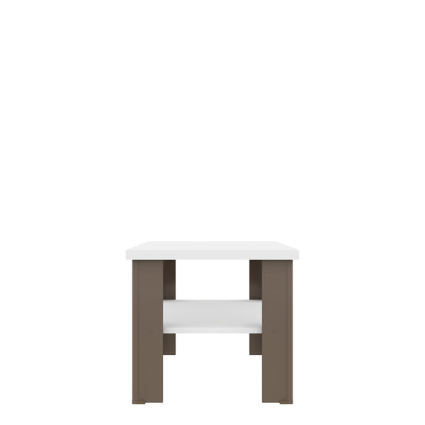 Homeroots 35" White And Light Gray Coffee Table With Shelf   490416