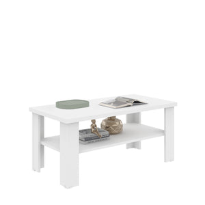 Homeroots 35" White Coffee Table With Shelf   490417