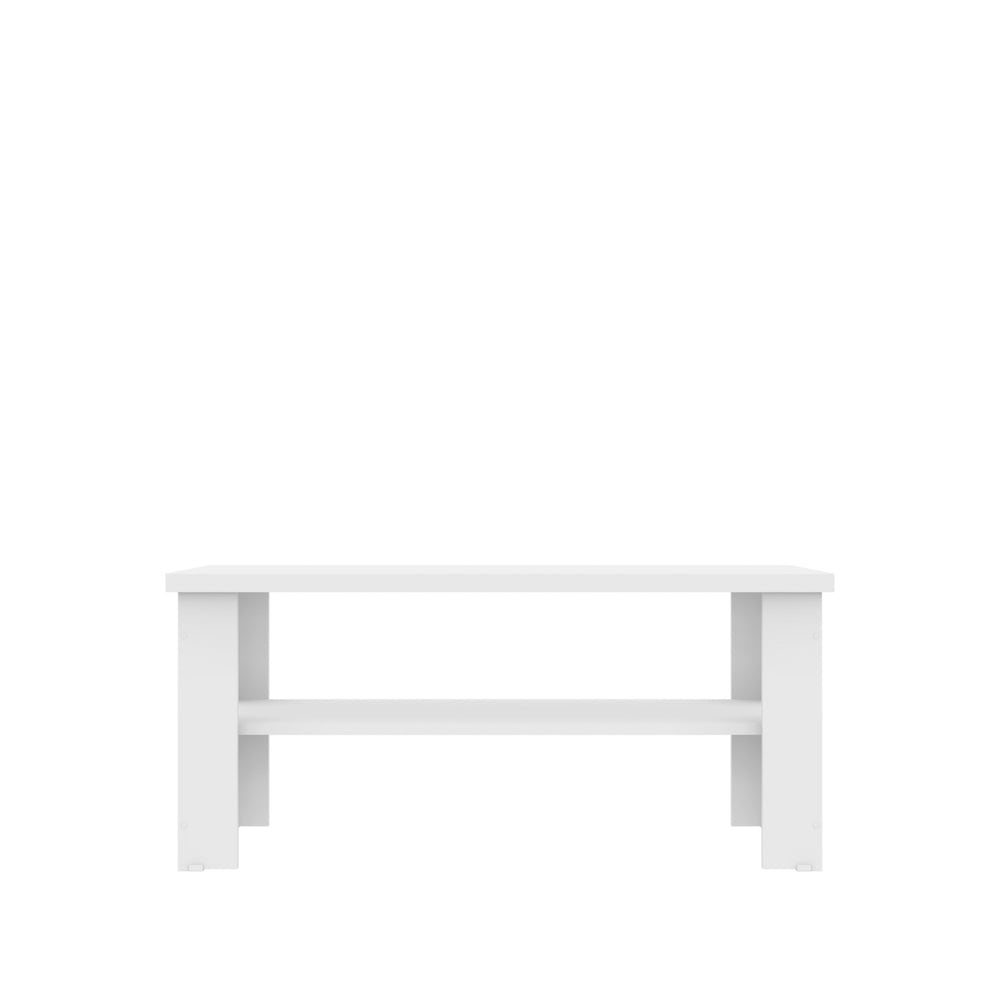 Homeroots 35" White Coffee Table With Shelf   490417