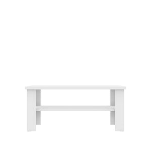 Homeroots 35" White Coffee Table With Shelf   490417