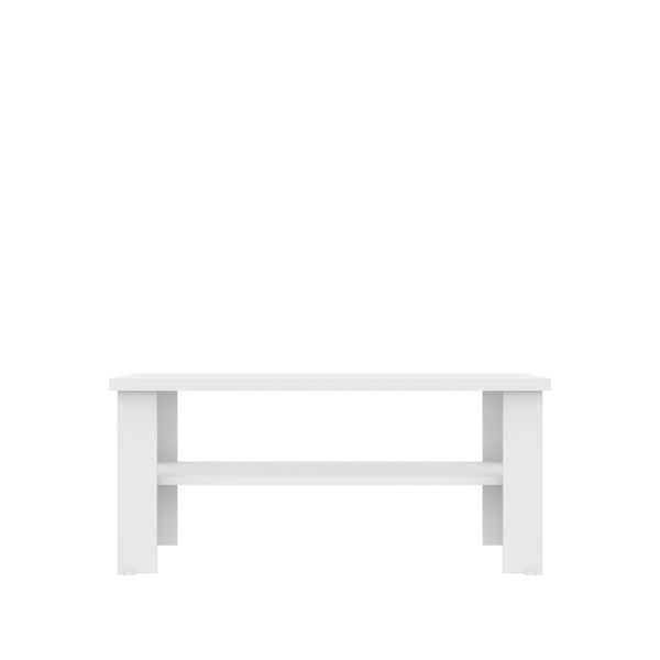 Homeroots 35" White Coffee Table With Shelf   490417