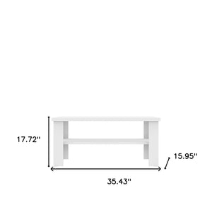 Homeroots 35" White Coffee Table With Shelf   490417