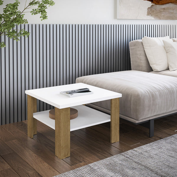 Homeroots 36" Brown And White End Table   490420