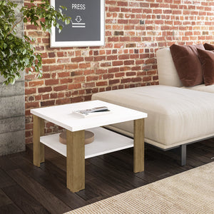 Homeroots 36" Brown And White End Table   490420