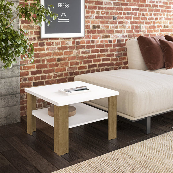 Homeroots 36" Brown And White End Table   490420