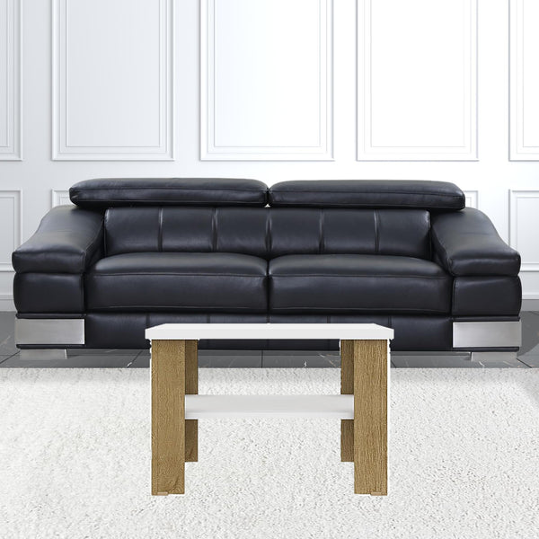 Homeroots 36" Natural And White End Table   490421