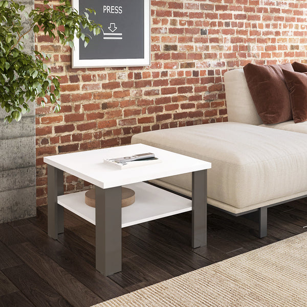 Homeroots 36" Natural And White End Table   490421