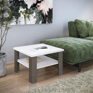 Homeroots 36" Natural And White End Table   490421