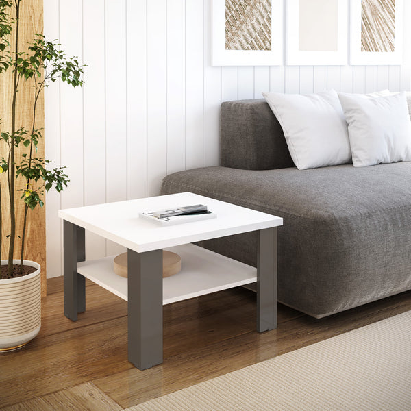 Homeroots 36" Natural And White End Table   490421