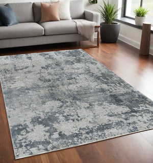 Homeroots 5' X 8' Blue Abstract Power Loom Area Rug  Other Material 490422