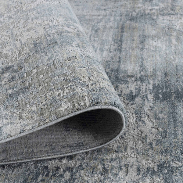 HomeRoots 5' Blue Abstract Power Loom Area Rug - Stylish, Durable, and Stain-Resistant for Modern Homes 5' X 8' 490422