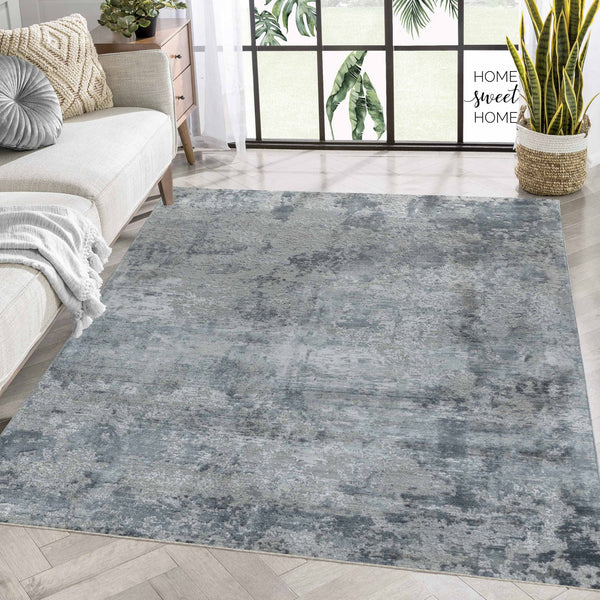 Homeroots 5' X 8' Blue Abstract Power Loom Area Rug  Other Material 490422