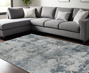 Homeroots 8' X 10' Blue Abstract Power Loom Area Rug  Other Material 490423