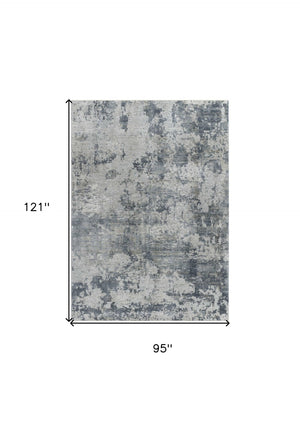 HomeRoots 5' Blue Abstract Power Loom Area Rug - Stylish, Durable, and Stain-Resistant for Modern Homes 8' X 10' 490423