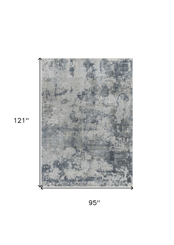 HomeRoots 5' Blue Abstract Power Loom Area Rug - Stylish, Durable, and Stain-Resistant for Modern Homes 8' X 10' 490423