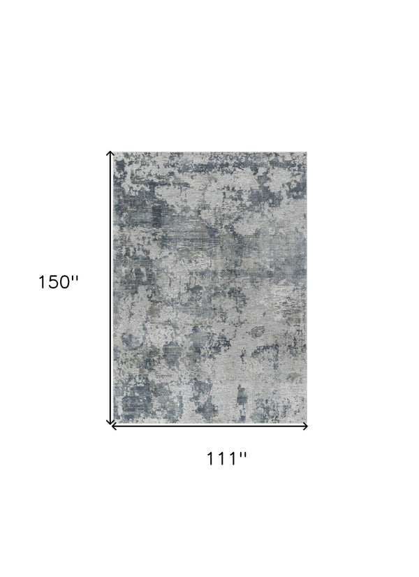 Homeroots 9' X 12' Blue And Gray Abstract Power Loom Distressed Area Rug  Polyester 490424