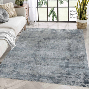 Homeroots 9' X 12' Blue And Gray Abstract Power Loom Distressed Area Rug  Polyester 490424