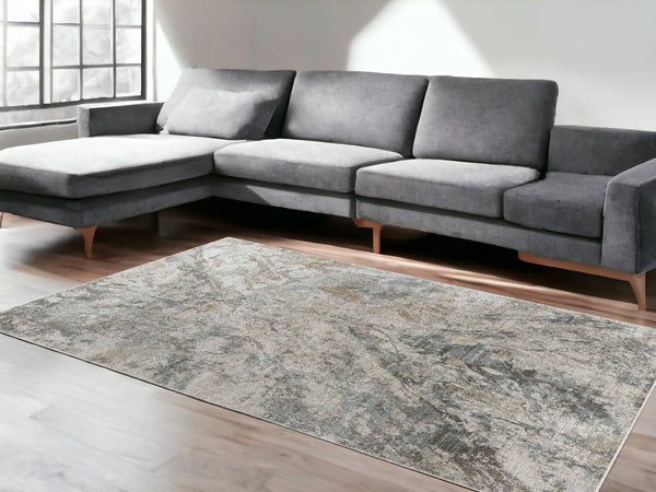 Homeroots 8' X 10' Beige Abstract Power Loom Area Rug  Other Material 490429