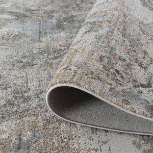 HomeRoots 9' X 12' Beige Abstract Power Loom Area Rug - Modern, Durable, Stain-Resistant for Any Room Style 490430