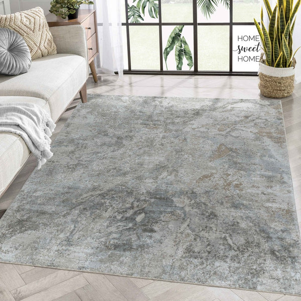 HomeRoots 9' X 12' Beige Abstract Power Loom Area Rug - Modern, Durable, Stain-Resistant for Any Room Style 490430