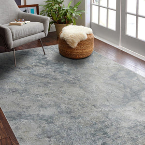 HomeRoots 5' X 8' Blue And Gray Abstract Area Rug - Stylish, Durable, Stain-Resistant for High-Traffic Homes 490431