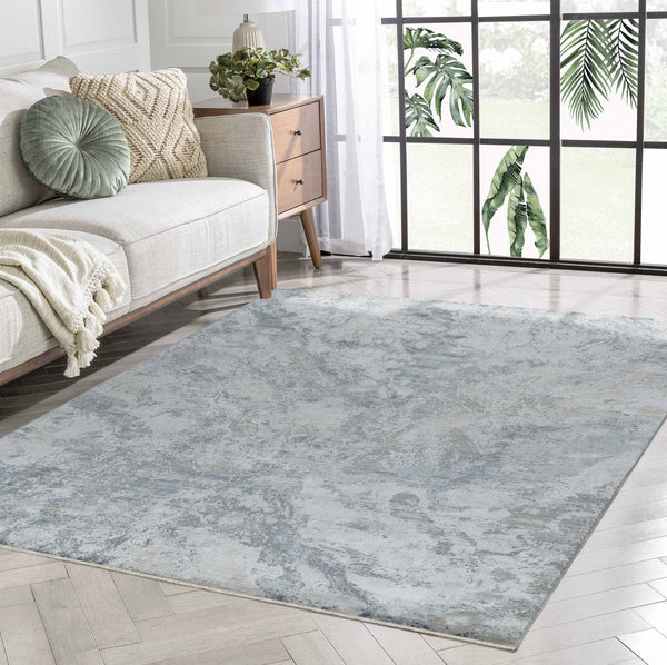 Homeroots 8' X 10' Blue Gray Abstract Power Loom Area Rug  Other Material 490432