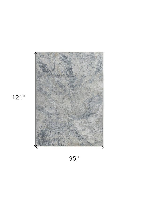 HomeRoots 8' Blue Gray Abstract Power Loom Area Rug - Modern Elegance, Durable Comfort for Any Space 8' X 10' 490432