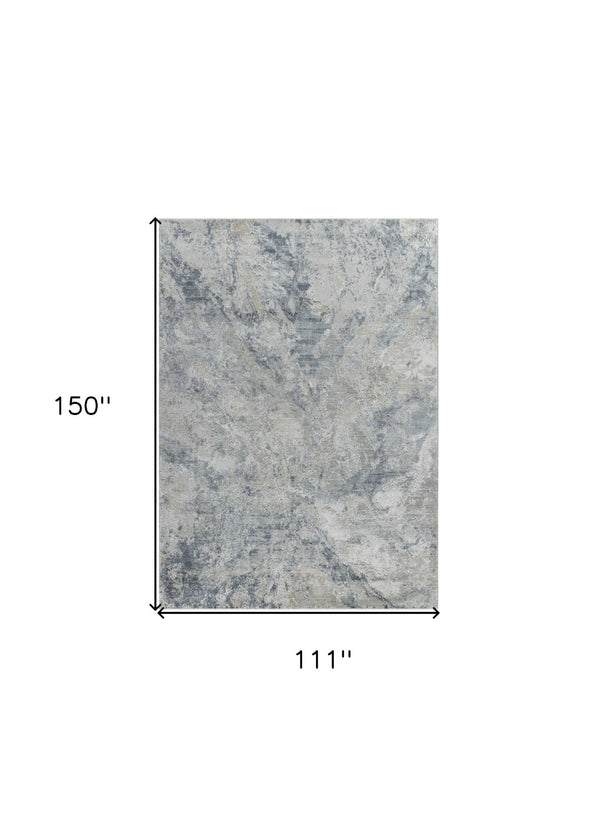 HomeRoots 8' Blue Gray Abstract Power Loom Area Rug - Modern Elegance, Durable Comfort for Any Space 9' X 12' 490433