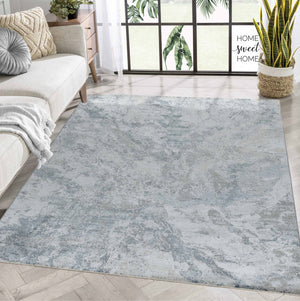 Homeroots 9' X 12' Blue Gray Abstract Power Loom Area Rug  Other Material 490433