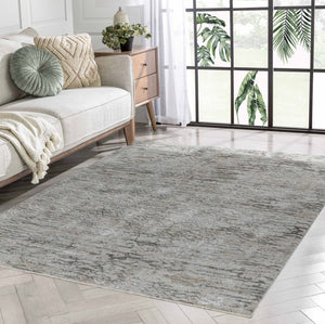 Homeroots 5' X 8' Beige Abstract Stain Resistant Area Rug  Other Material 490434