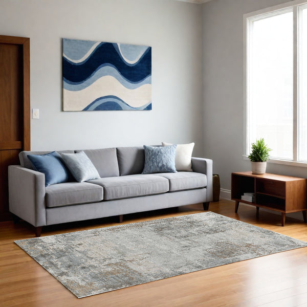 Homeroots 5' X 8' Beige Abstract Power Loom Stain Resistant Area Rug  Other Material 490437