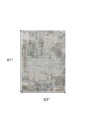 Homeroots 5' X 8' Beige Abstract Power Loom Stain Resistant Area Rug  Other Material 490437