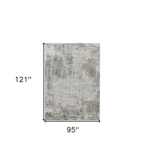 HomeRoots 5' Beige Abstract Area Rug - Stain Resistant, Durable Power-Loomed Design for Modern Homes 8' X 10' 490438