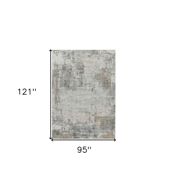 HomeRoots 5' Beige Abstract Area Rug - Stain Resistant, Durable Power-Loomed Design for Modern Homes 8' X 10' 490438