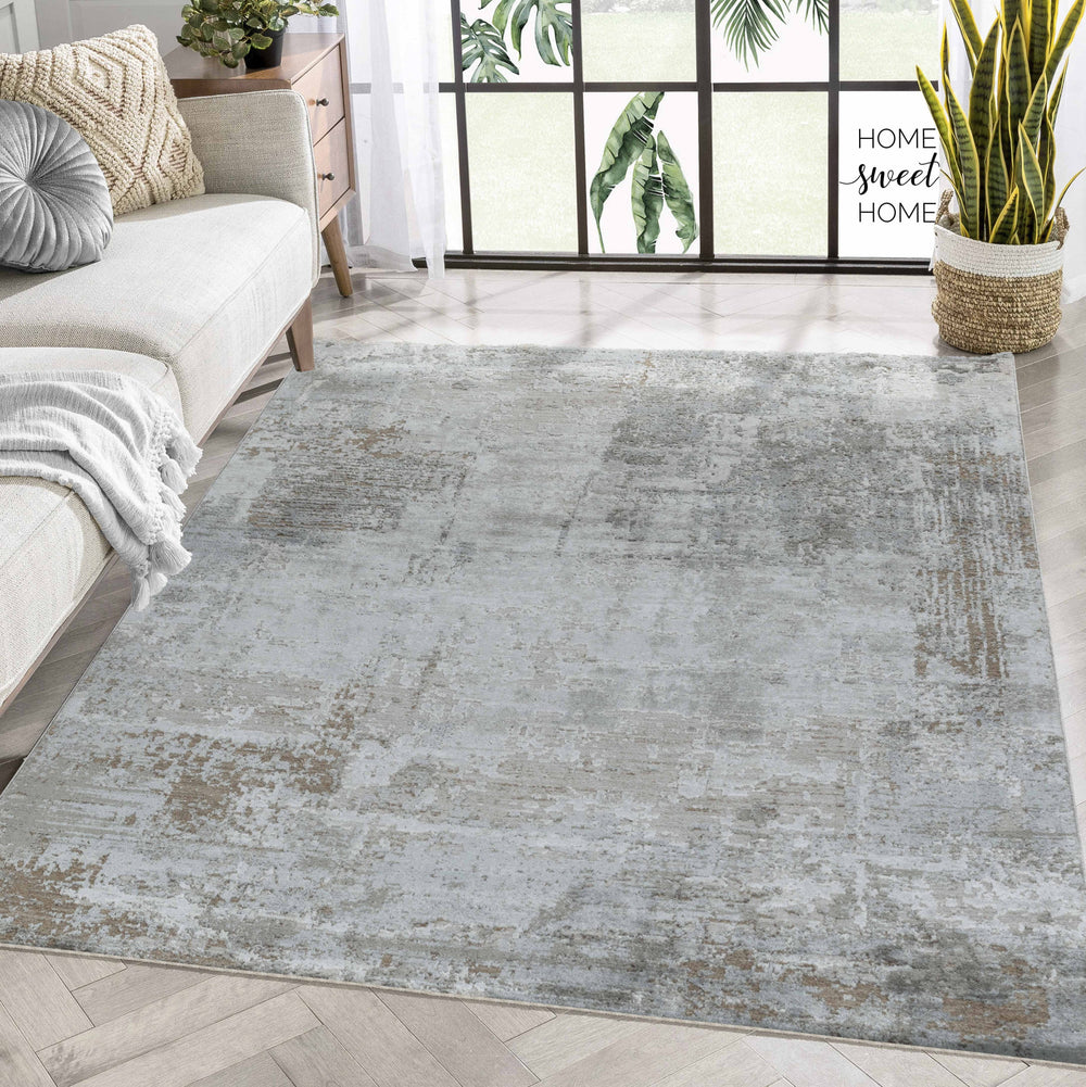 Homeroots 8' X 10' Beige Abstract Power Loom Stain Resistant Area Rug  Other Material 490438