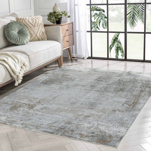Homeroots 8' X 10' Beige Abstract Power Loom Stain Resistant Area Rug  Other Material 490438