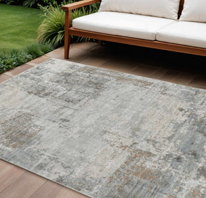 HomeRoots 9' X 12' Beige Abstract Area Rug - Stain-Resistant, Power-Loomed Design for Modern Homes & Easy Care 490439
