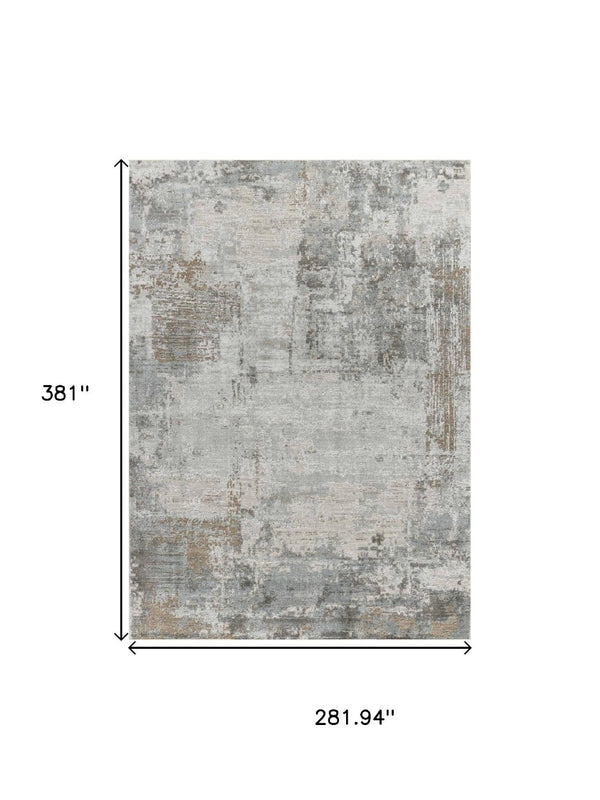 HomeRoots 9' X 12' Beige Abstract Area Rug - Stain-Resistant, Power-Loomed Design for Modern Homes & Easy Care 490439