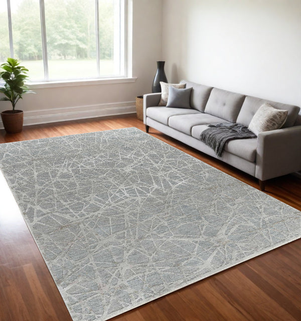 Homeroots 5' X 8' Turquoise Abstract Power Loom Stain Resistant Area Rug  Other Material 490440