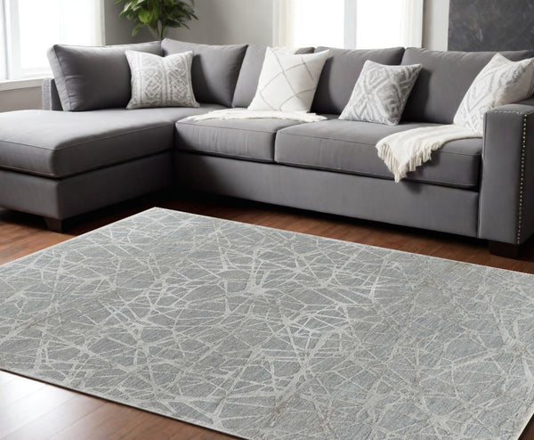 Homeroots 8' X 10' Turquoise Abstract Power Loom Stain Resistant Area Rug  Other Material 490441