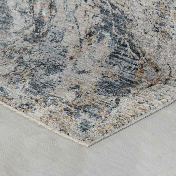 Homeroots 5' X 8' Beige And Blue Abstract Power Loom Area Rug  Other Material 490443