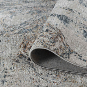 Homeroots 8' X 10' Beige Blue Abstract Power Loom Area Rug  Other Material 490444